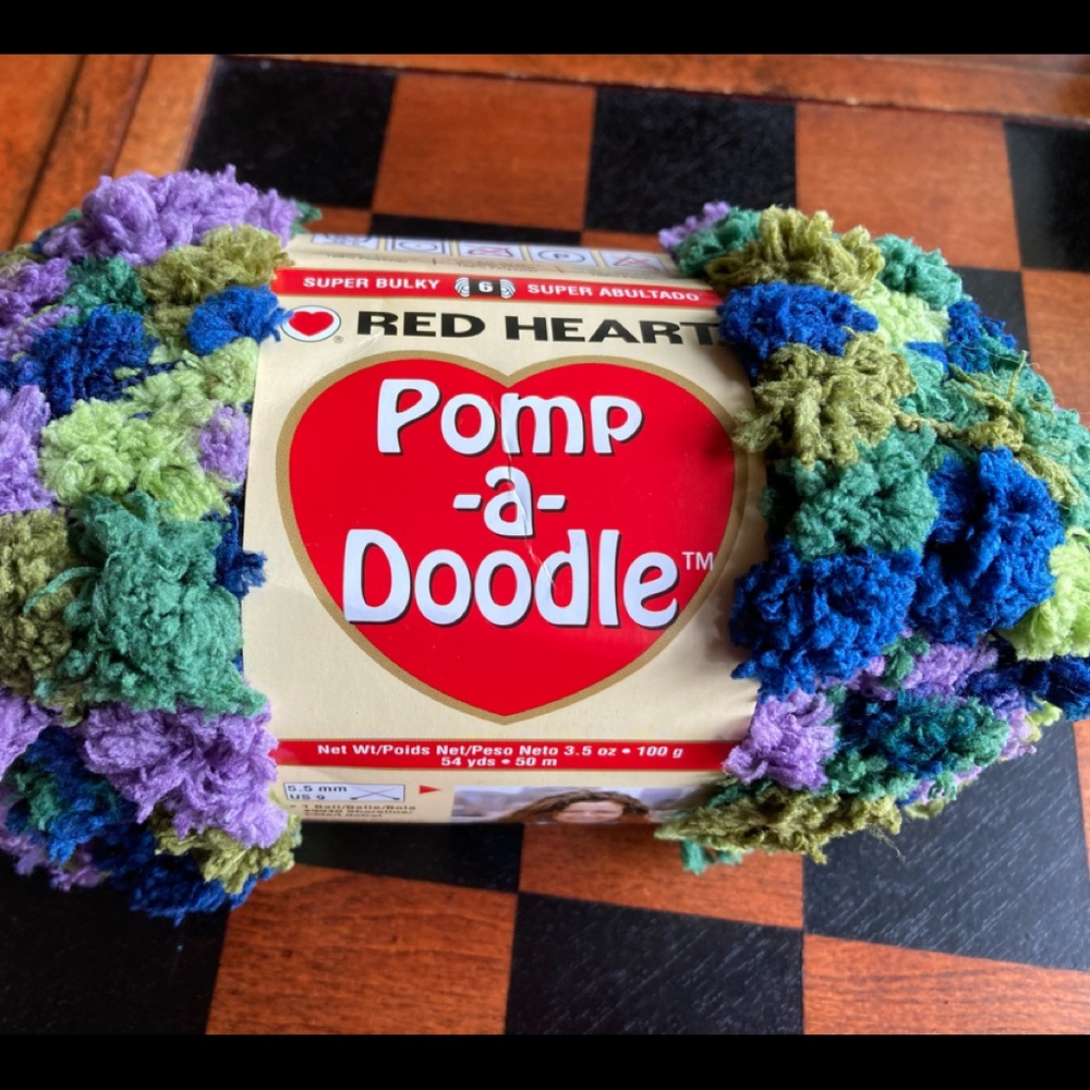 Red Heart Pomp-a-Doodle Yarn, Super Bulky Style, Violet Color - Cute Pom Poms!